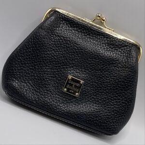 Dooney and Bourke Pebbled Leather Kiss Coin Lock Credit Card Black Purse